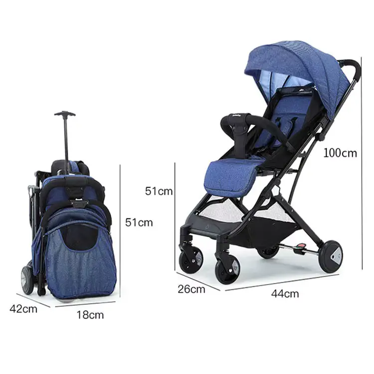 Wholesale Stroller 4-wheel Lightweight Foldable Recline Linen Material High Carbon product image 3 - HONYON