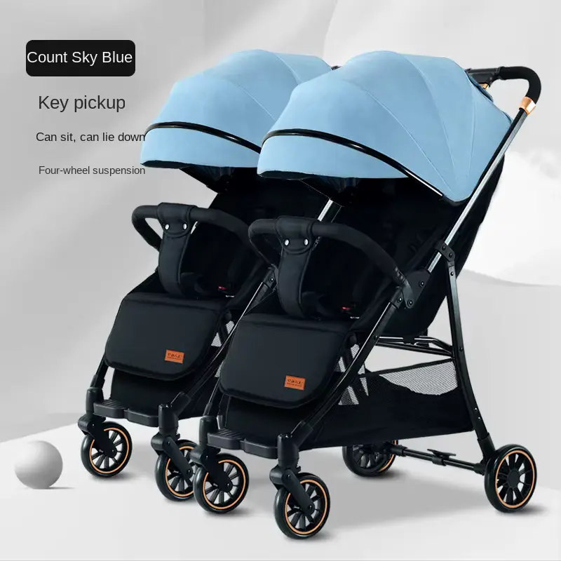 Wholesale Stroller Twin Stainless Steel Frame Lightweight Foldable One-button Folding product image 3 - HONYON