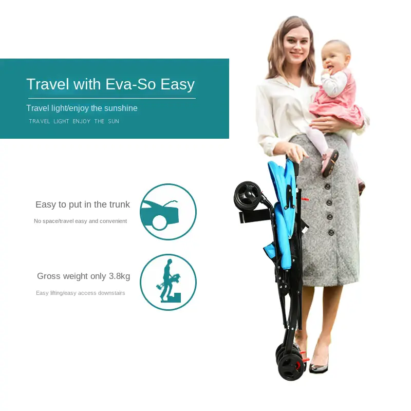 Wholesale Stroller Lightweight Foldable Wheel Stainless Steel Portable Reclining Umbrella product image 3 - HONYON