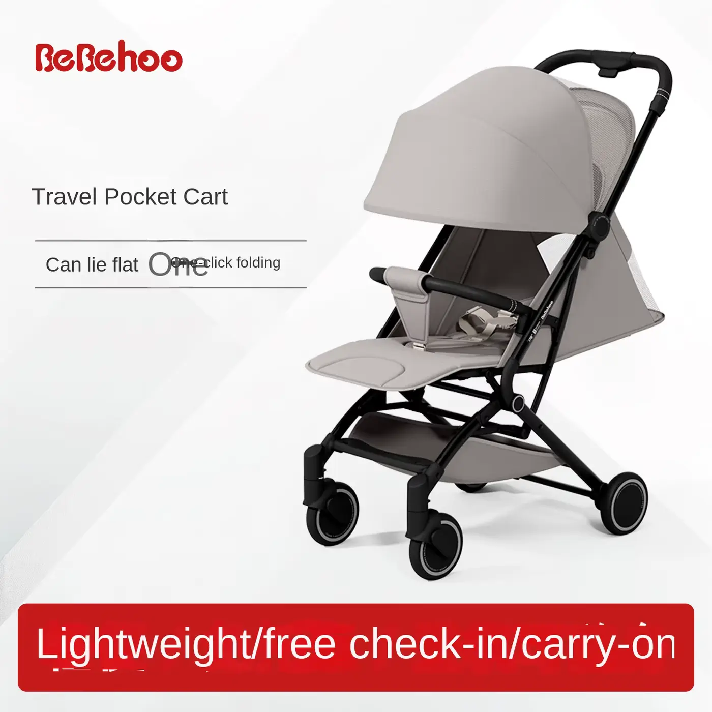 Wholesale Stroller Pocket Aluminum Alloy Reclining Sitting Functions One-button Folding product image 3 - HONYON