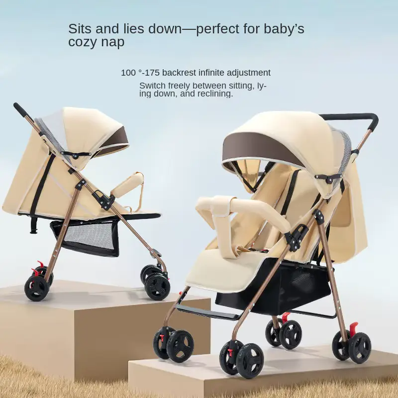 Wholesale Stroller Lightweight Foldable 4-wheel Stainless Steel Frame Reclining - HONYON